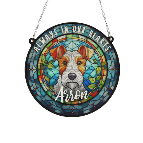 Fox Terrier Memorial Stained Glass Effect Suncatcher